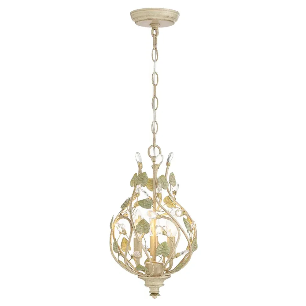 Ava Mini Chandelier with Leaf Crystal - Green image