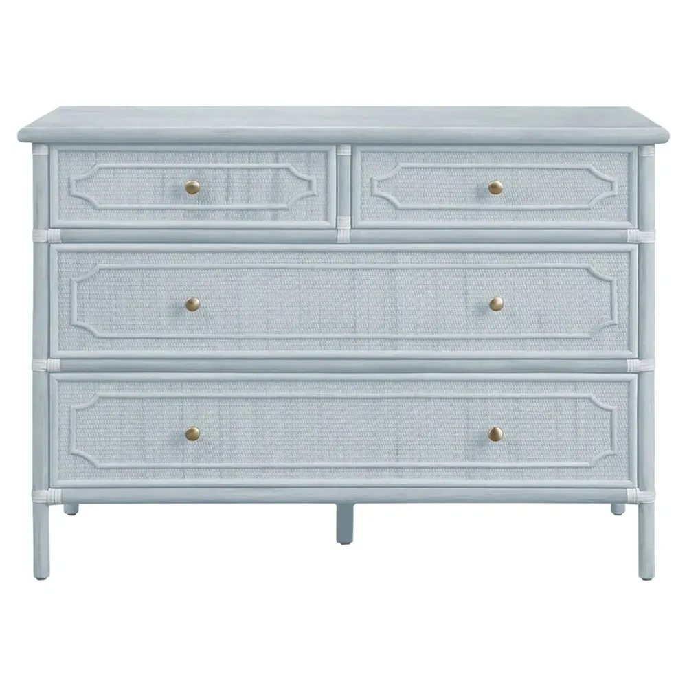 Ava Woven Rattan Dresser - Light Blue image