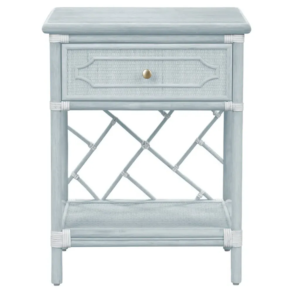 Ava Woven Rattan Nightstand - Light Blue image