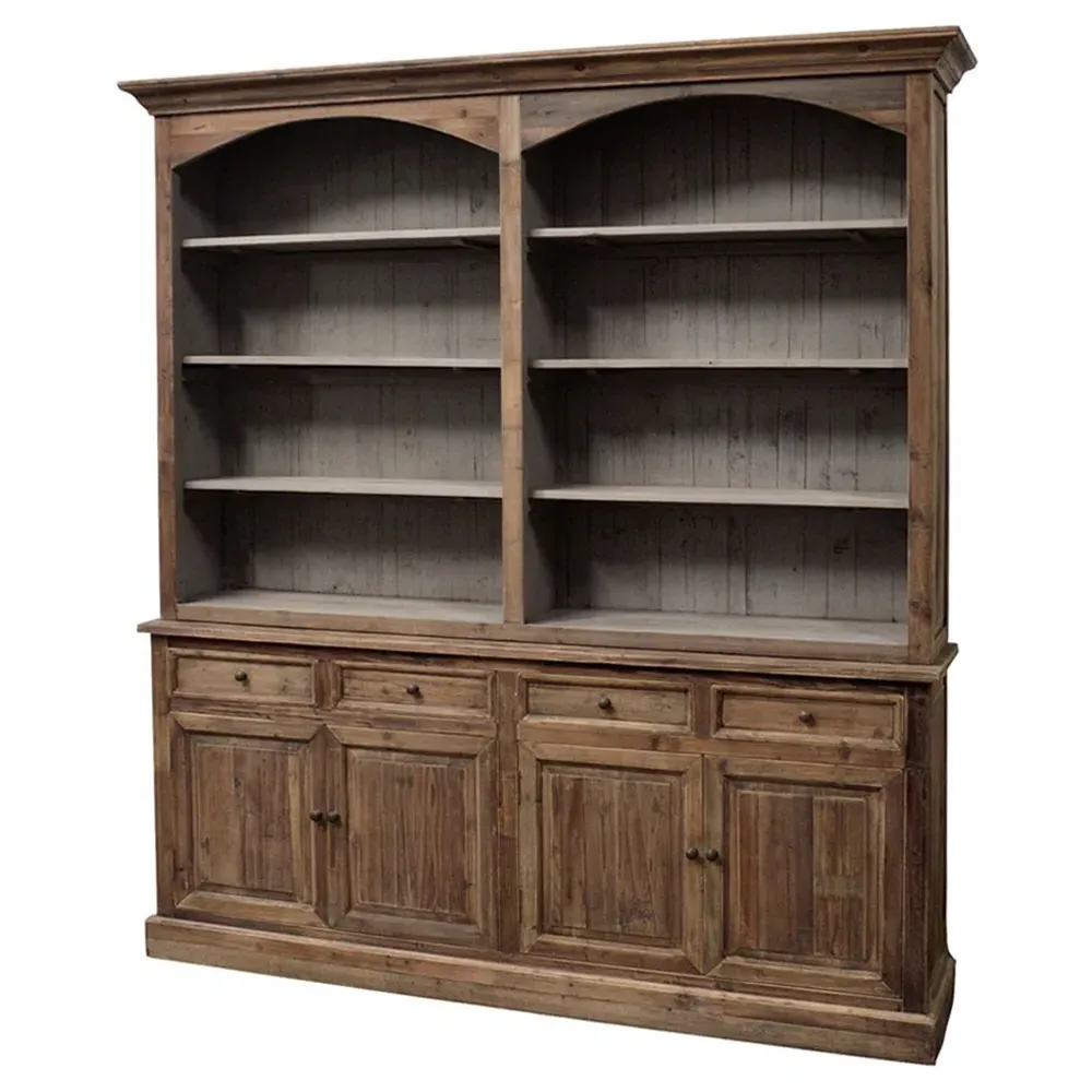 Avaline Double Arched Bookcase with Storage - Brown, Pine image