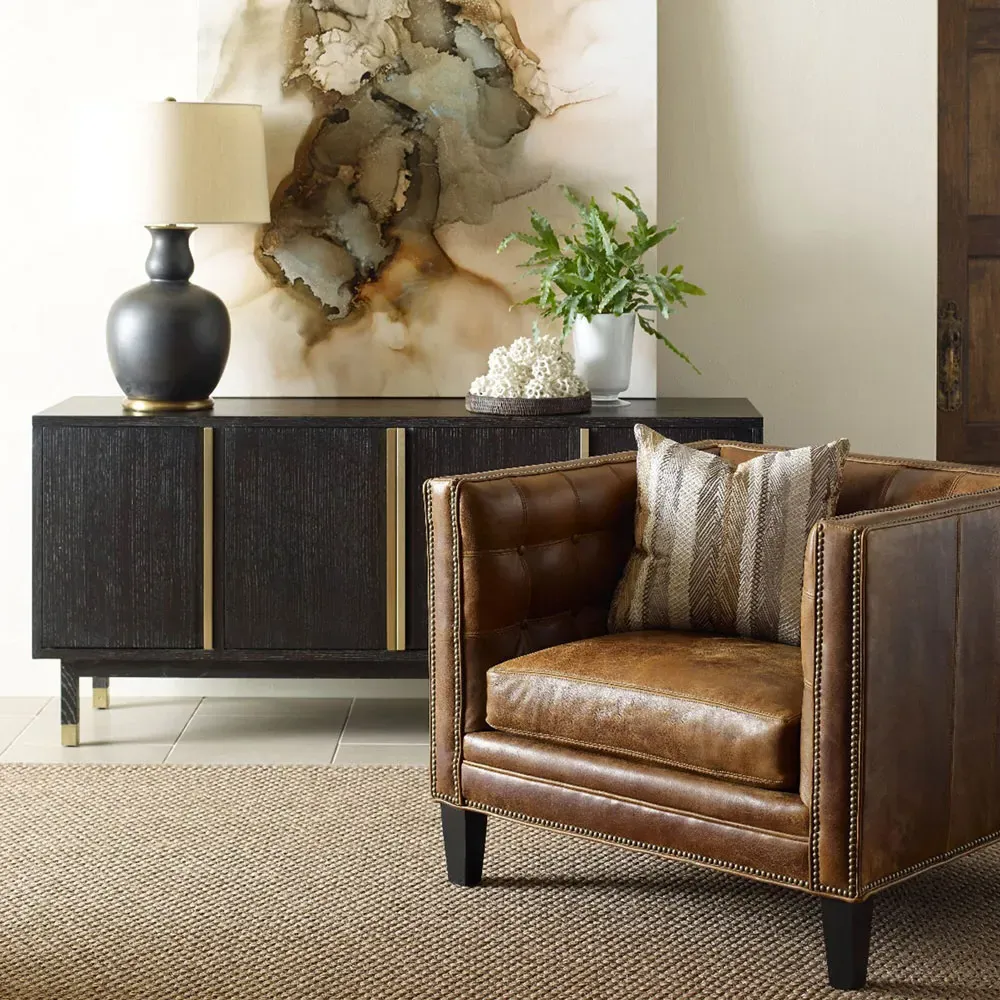 Avalon 4 Door Media Cabinet - Black, Oak