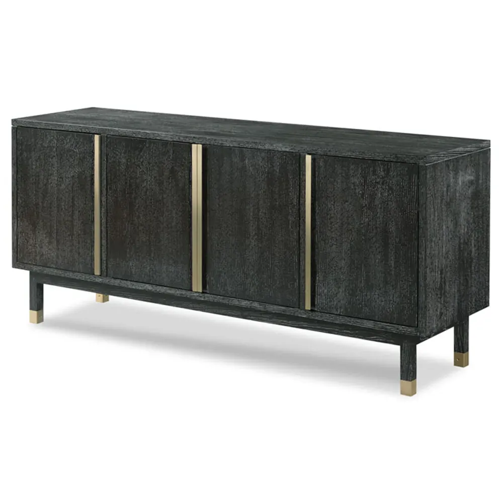 Avalon 4 Door Media Cabinet - Black, Oak