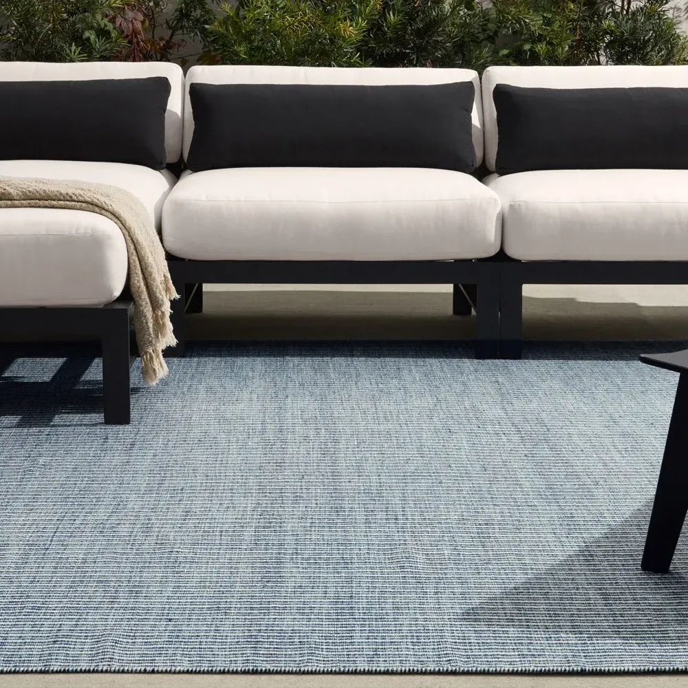 Avalyn Sample Striped Indoor Outdoor Rug - Blue, PET Yarn