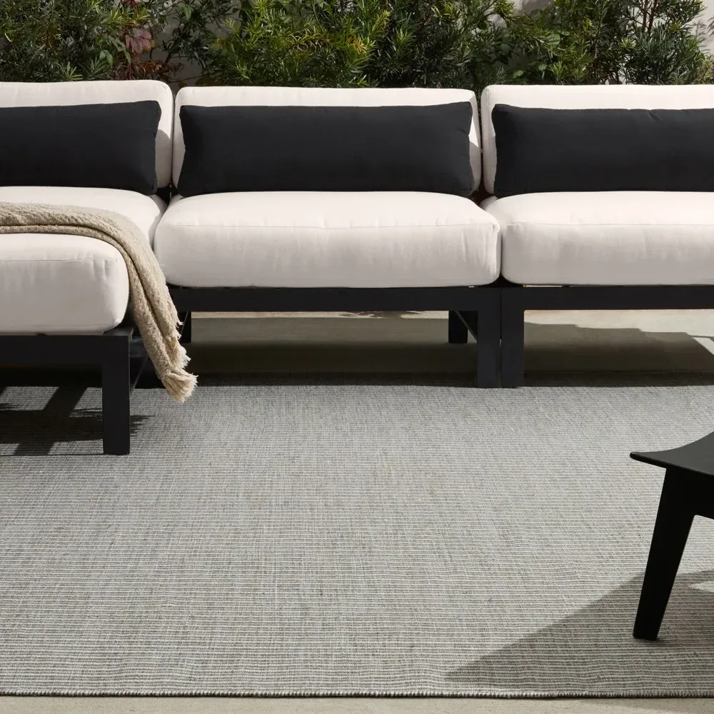 Avalyn Sample Striped Indoor Outdoor Rug - Grey, PET Yarn