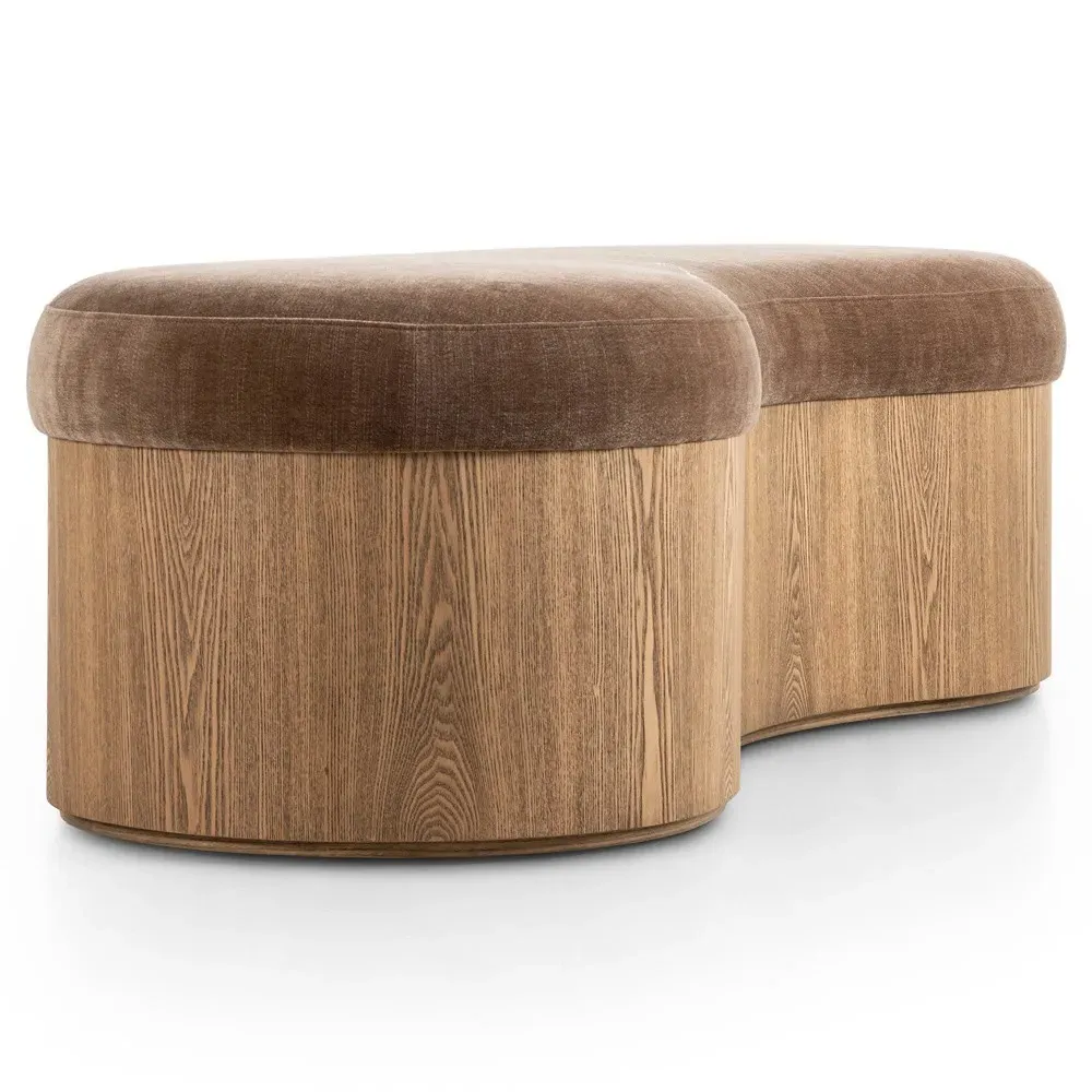 Aveline Bedroom Bench - Brown, Velvet