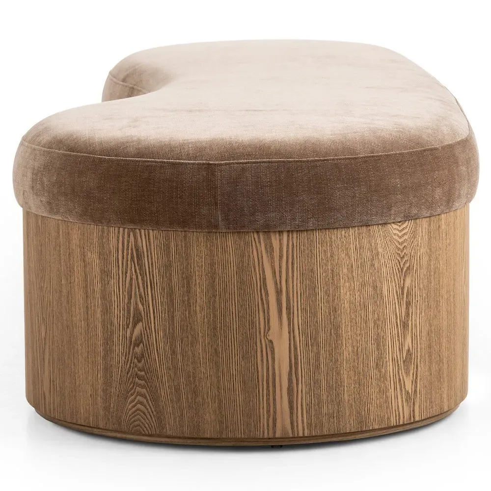 Aveline Bedroom Bench - Brown, Velvet