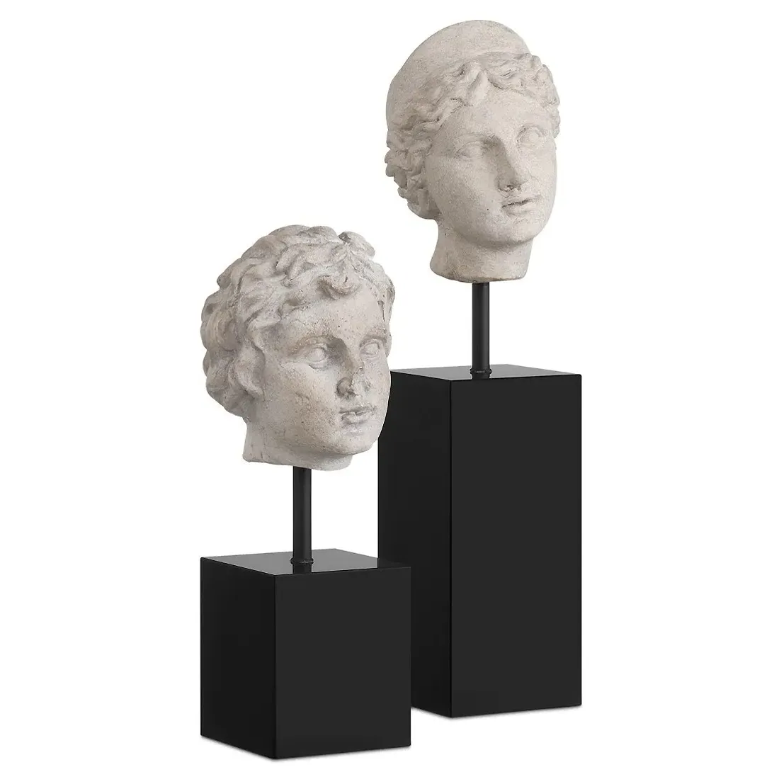 Aveline Venus Head Bust Sculpture Set of 2 - Grey, Composite