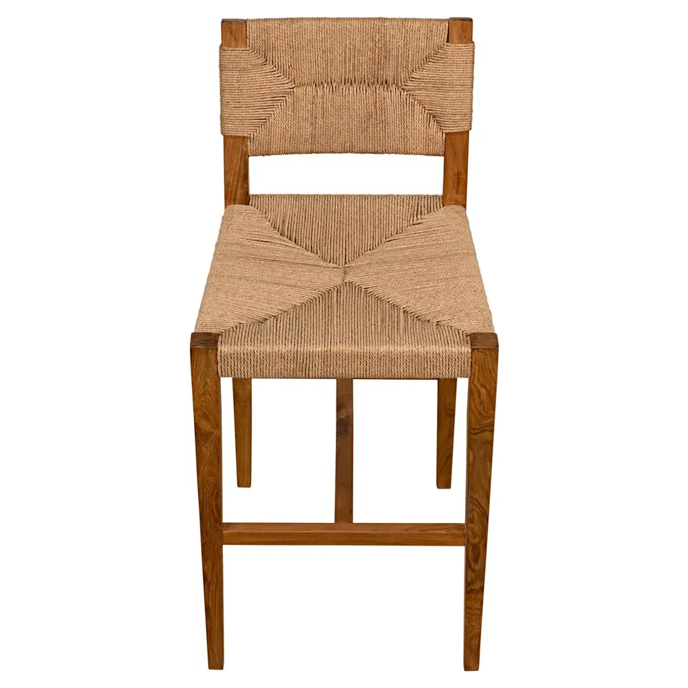 Averiel Woven Cord Counter Stool - Brown, Teak