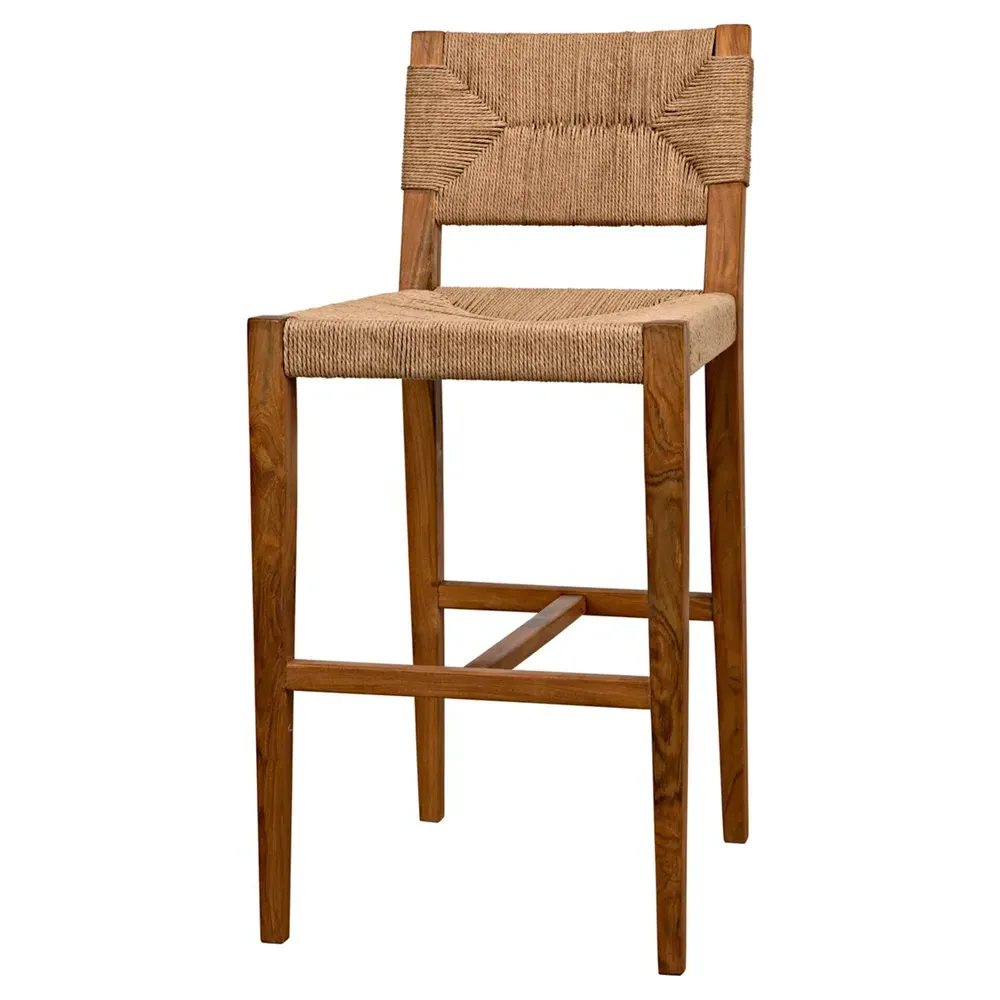 Averiel Woven Cord Counter Stool - Brown, Teak