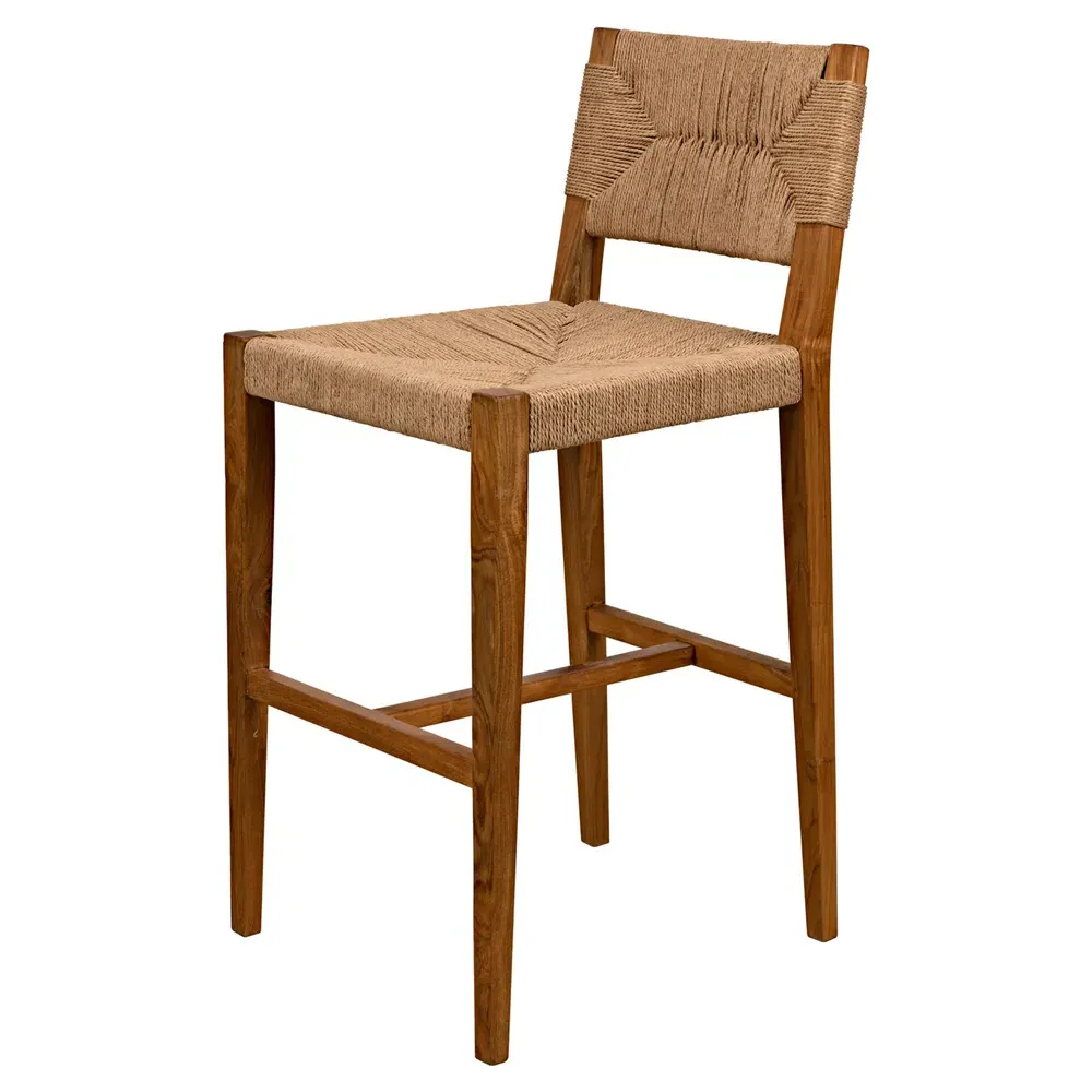 Averiel Woven Cord Counter Stool - Brown, Teak
