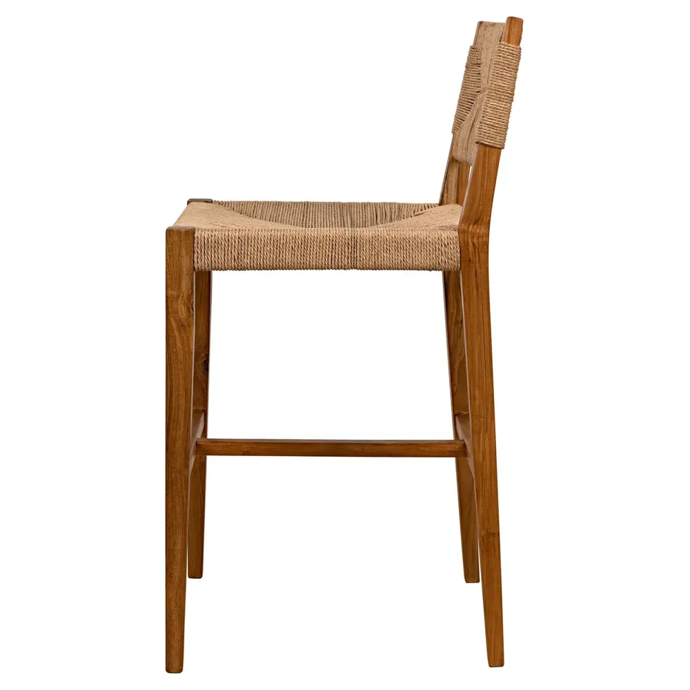 Averiel Woven Cord Counter Stool - Brown, Teak