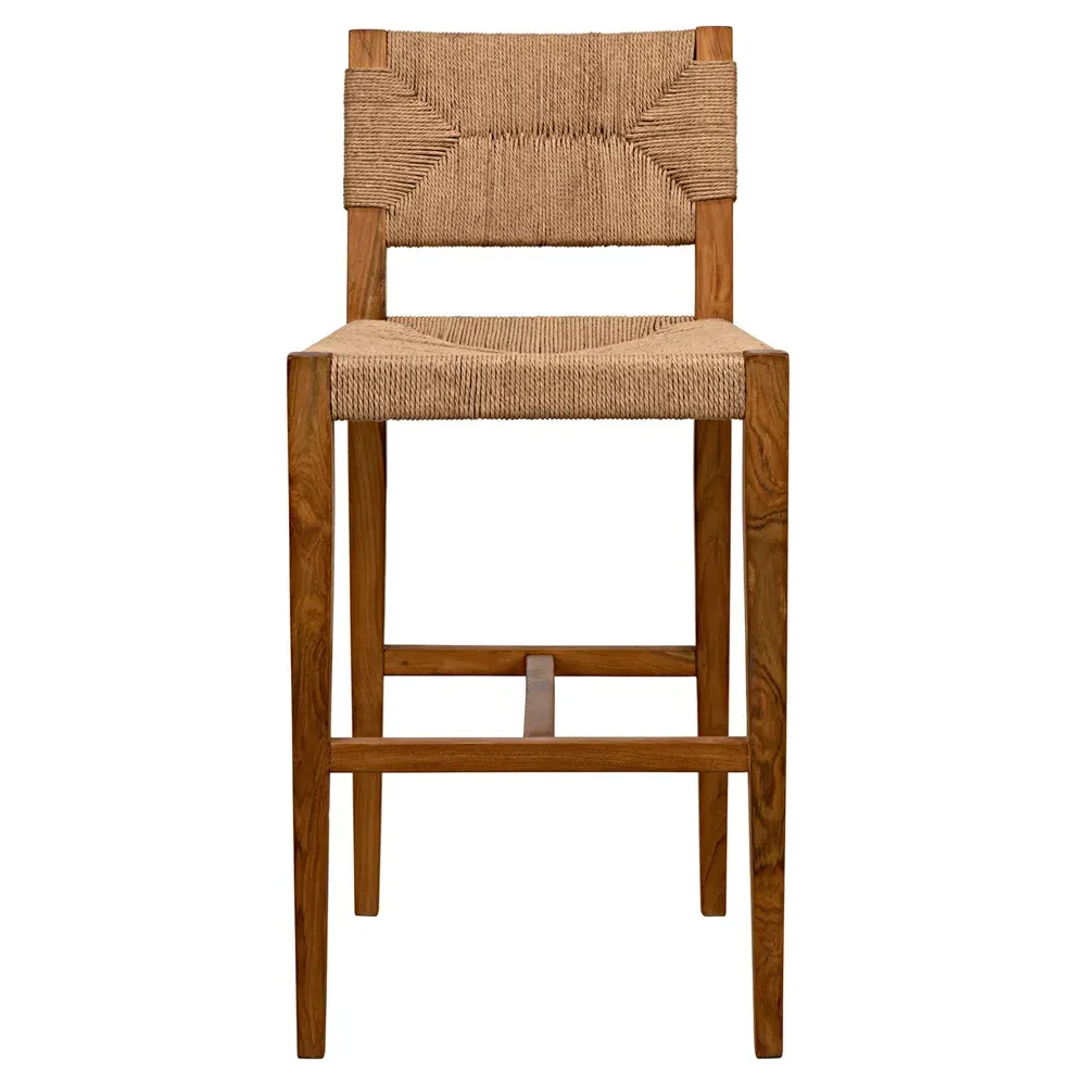 Averiel Woven Cord Counter Stool - Brown, Teak image