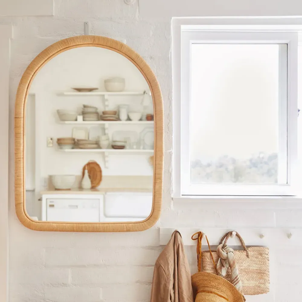Avery Arched Wall Mirror - Natural, Rattan