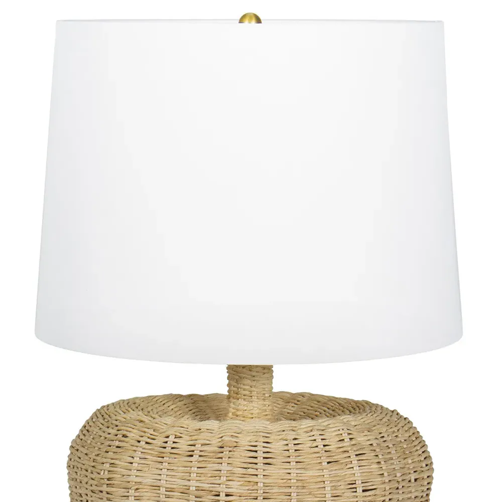 Avery Coastal Beach Table Lamp - White, Rattan