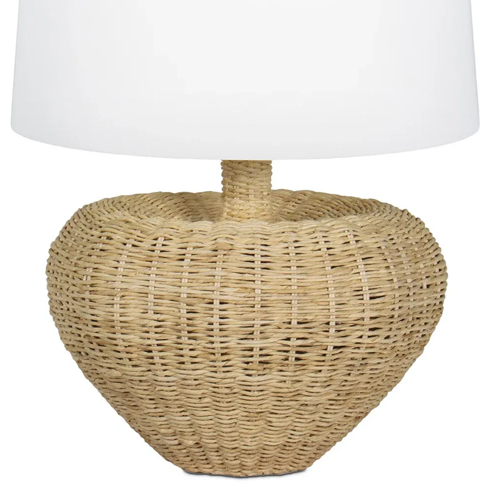 Avery Coastal Beach Table Lamp - White, Rattan