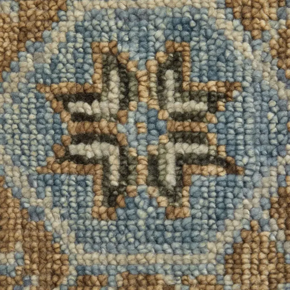 Avery Medallion Hand Knotted Rug - Blue, Wool