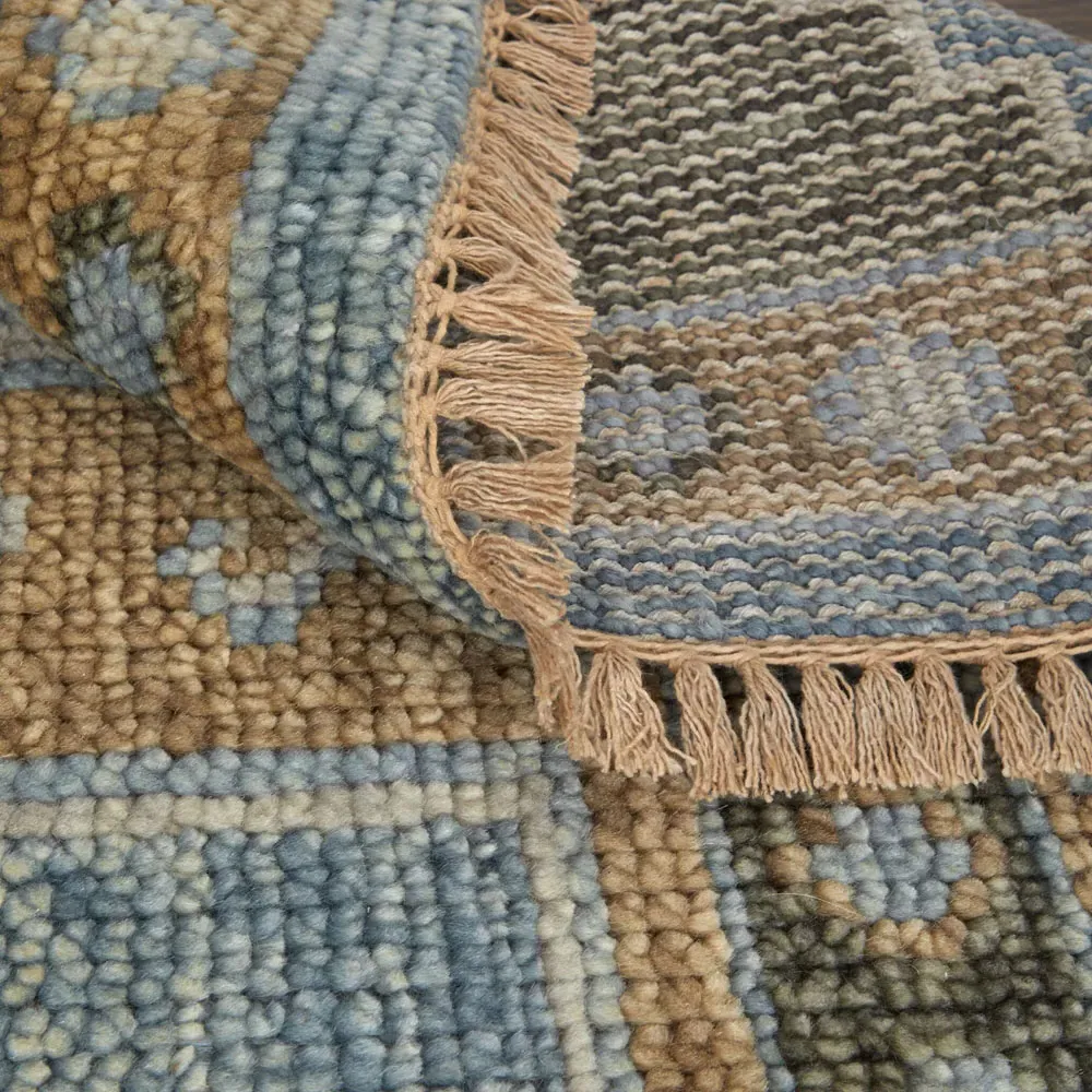 Avery Medallion Hand Knotted Rug - Blue, Wool