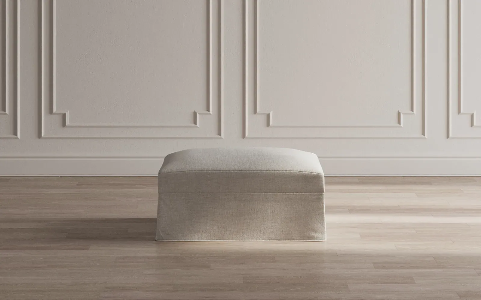 Avery Slipcovered Ottoman - Snow