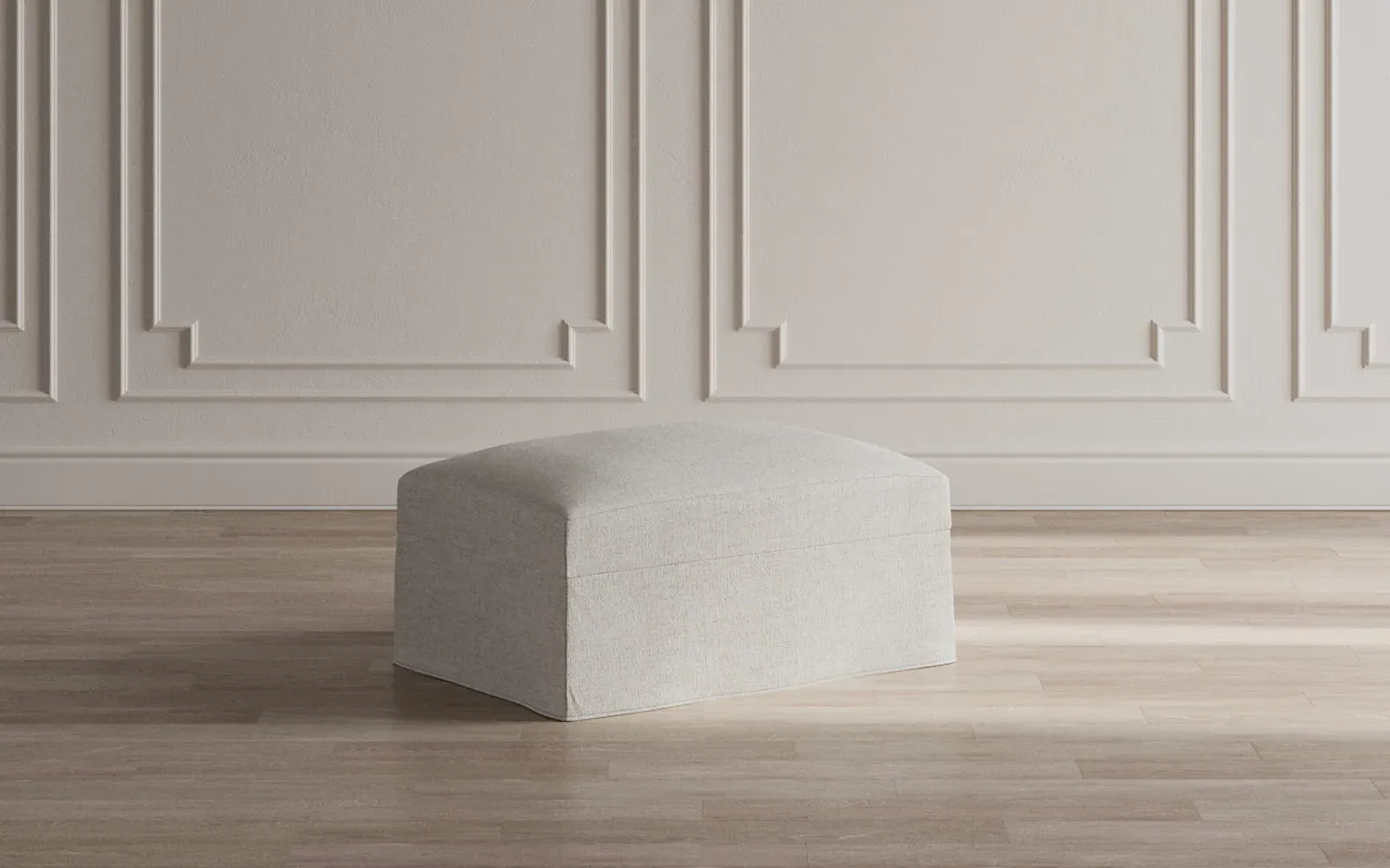 Avery Slipcovered Ottoman - Snow