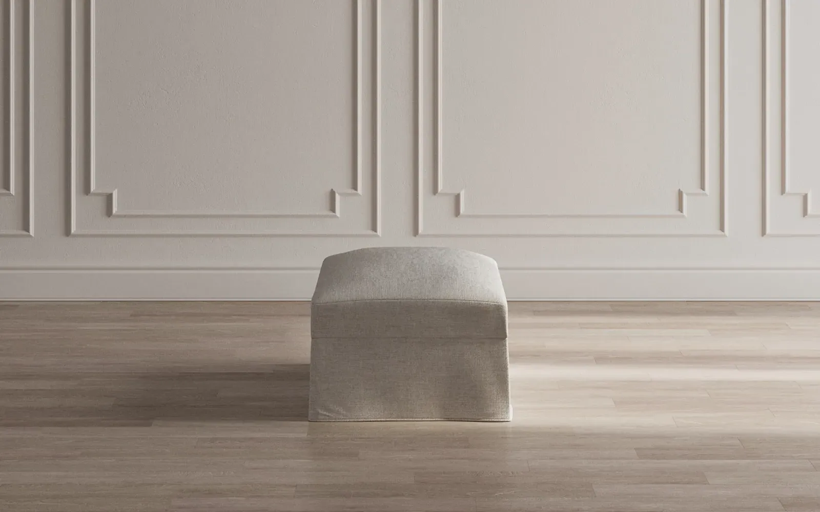 Avery Slipcovered Ottoman - Snow
