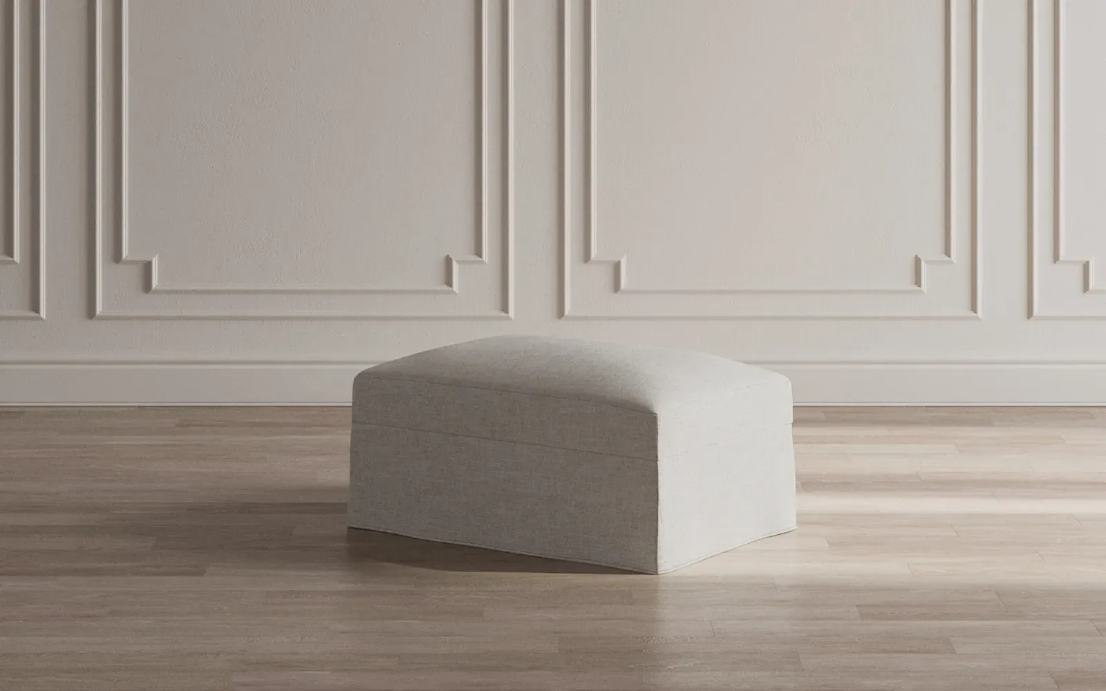 Avery Slipcovered Ottoman - Snow