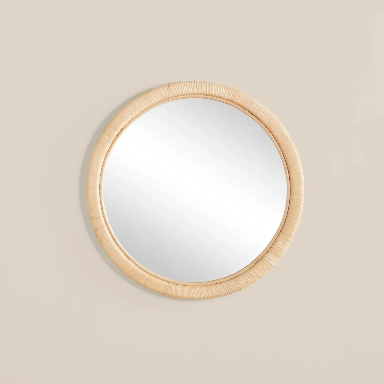 Avery Small Round Wall Mirror - Natural, Rattan