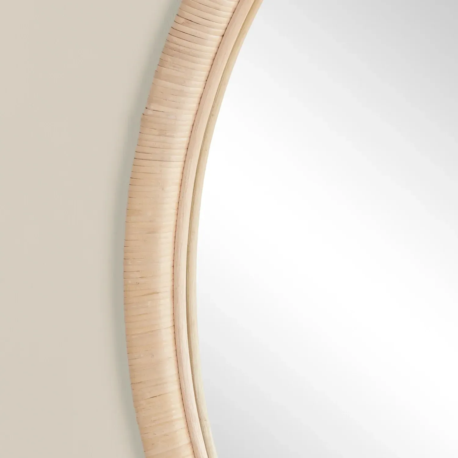 Avery Small Round Wall Mirror - Natural, Rattan