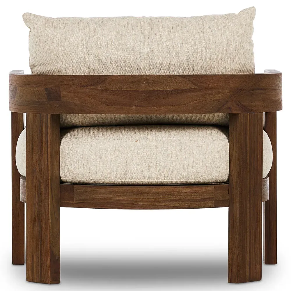 Aviel Barrel Arm Chair - Beige, Teak