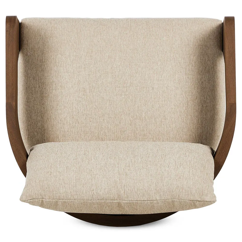 Aviel Barrel Arm Chair - Beige, Teak