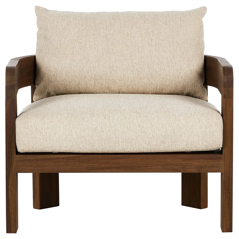 Aviel Barrel Arm Chair - Beige, Teak