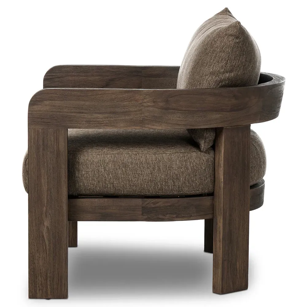Aviel Barrel Arm Chair - Brown, Teak