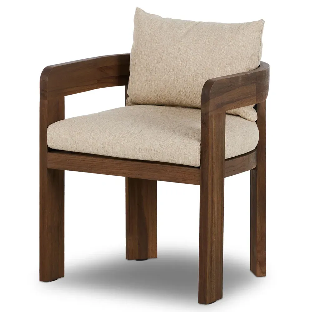 Aviel Dining Arm Chair - Beige, Teak