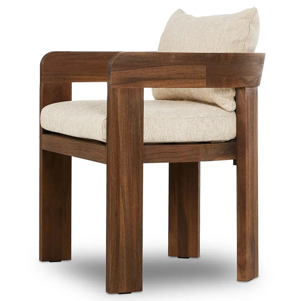 Aviel Dining Arm Chair - Beige, Teak