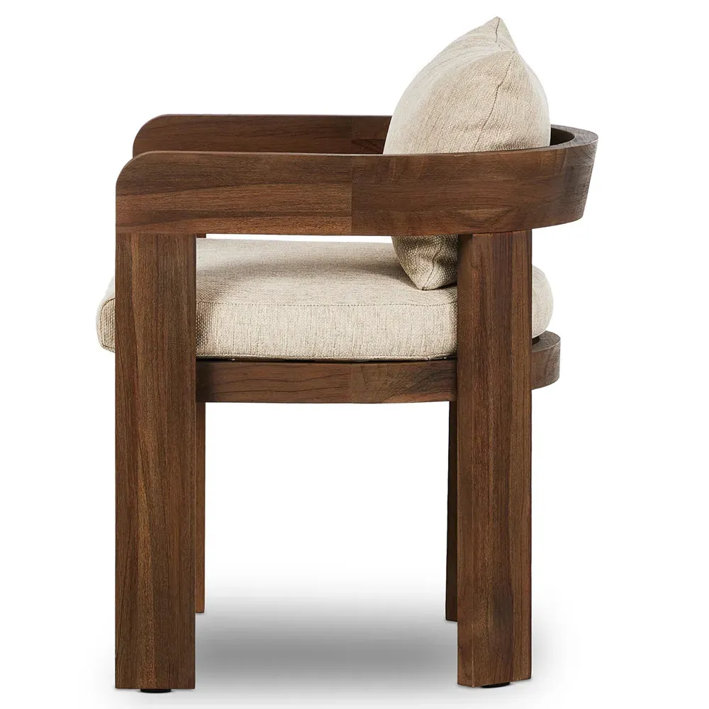 Aviel Dining Arm Chair - Beige, Teak