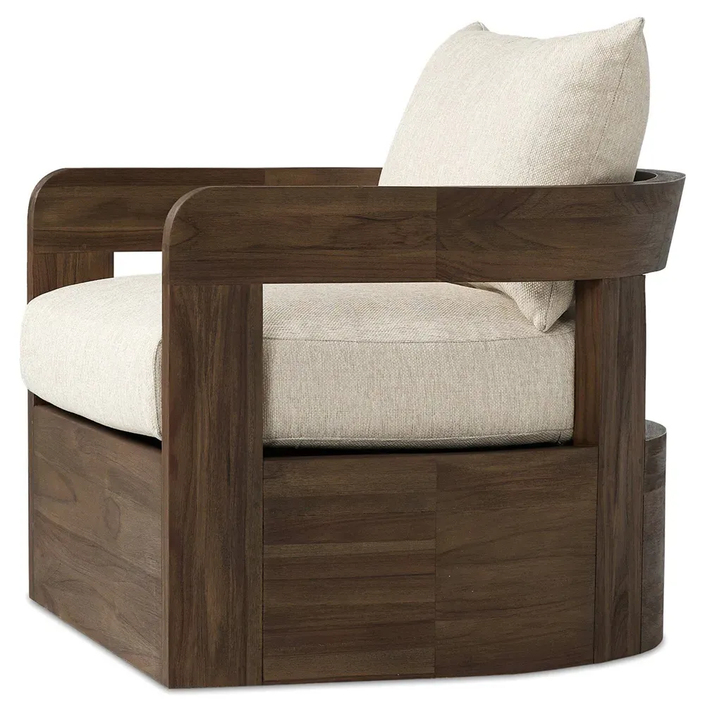 Aviel Swivel Chair - Beige, Teak