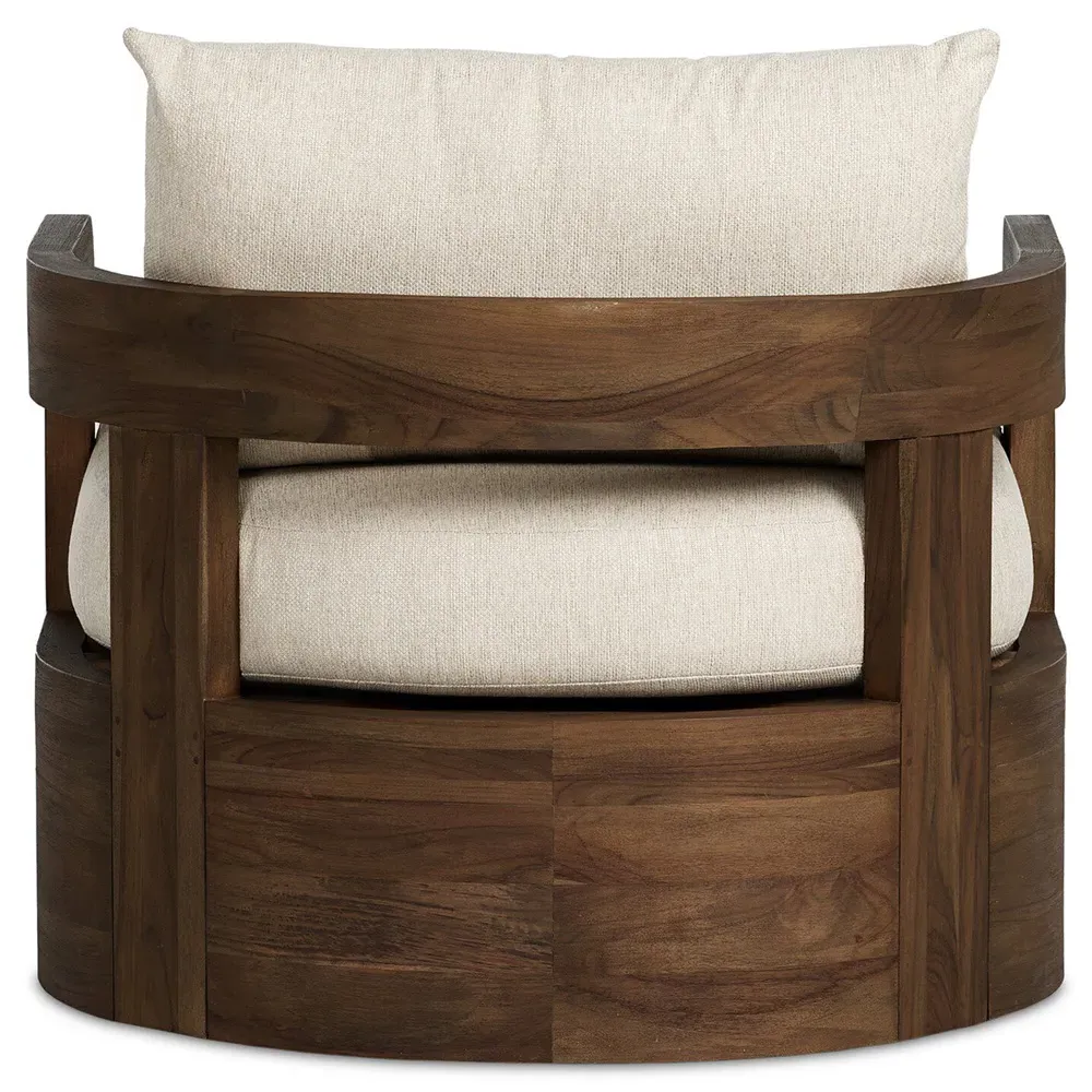 Aviel Swivel Chair - Beige, Teak