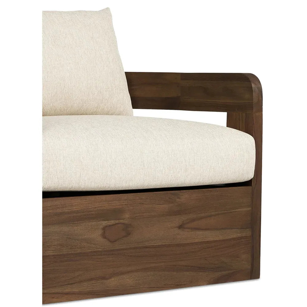 Aviel Swivel Chair - Beige, Teak