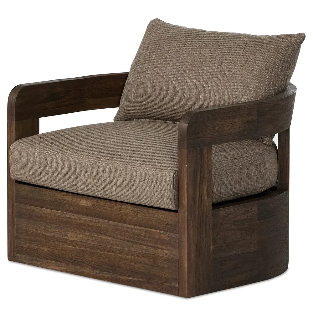Aviel Swivel Chair - Brown, Teak