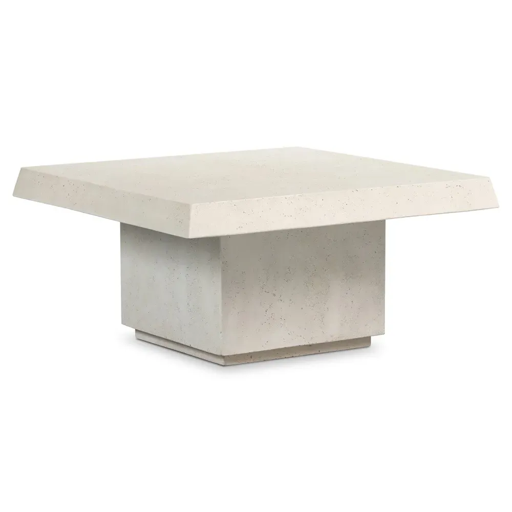 Avila Square Outdoor Coffee Table - White, Concrete