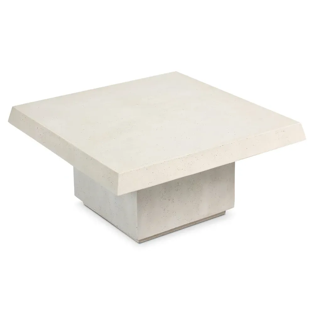 Avila Square Outdoor Coffee Table - White, Concrete