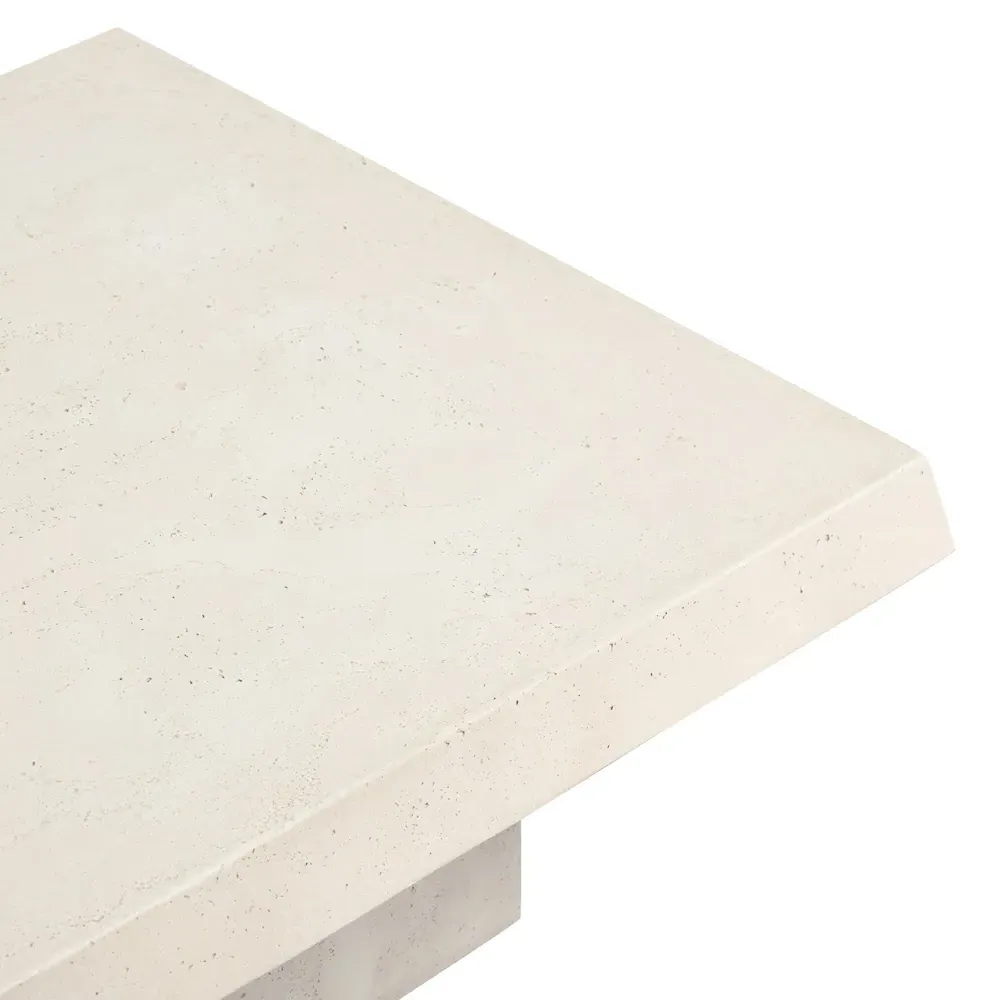 Avila Square Outdoor Coffee Table - White, Concrete