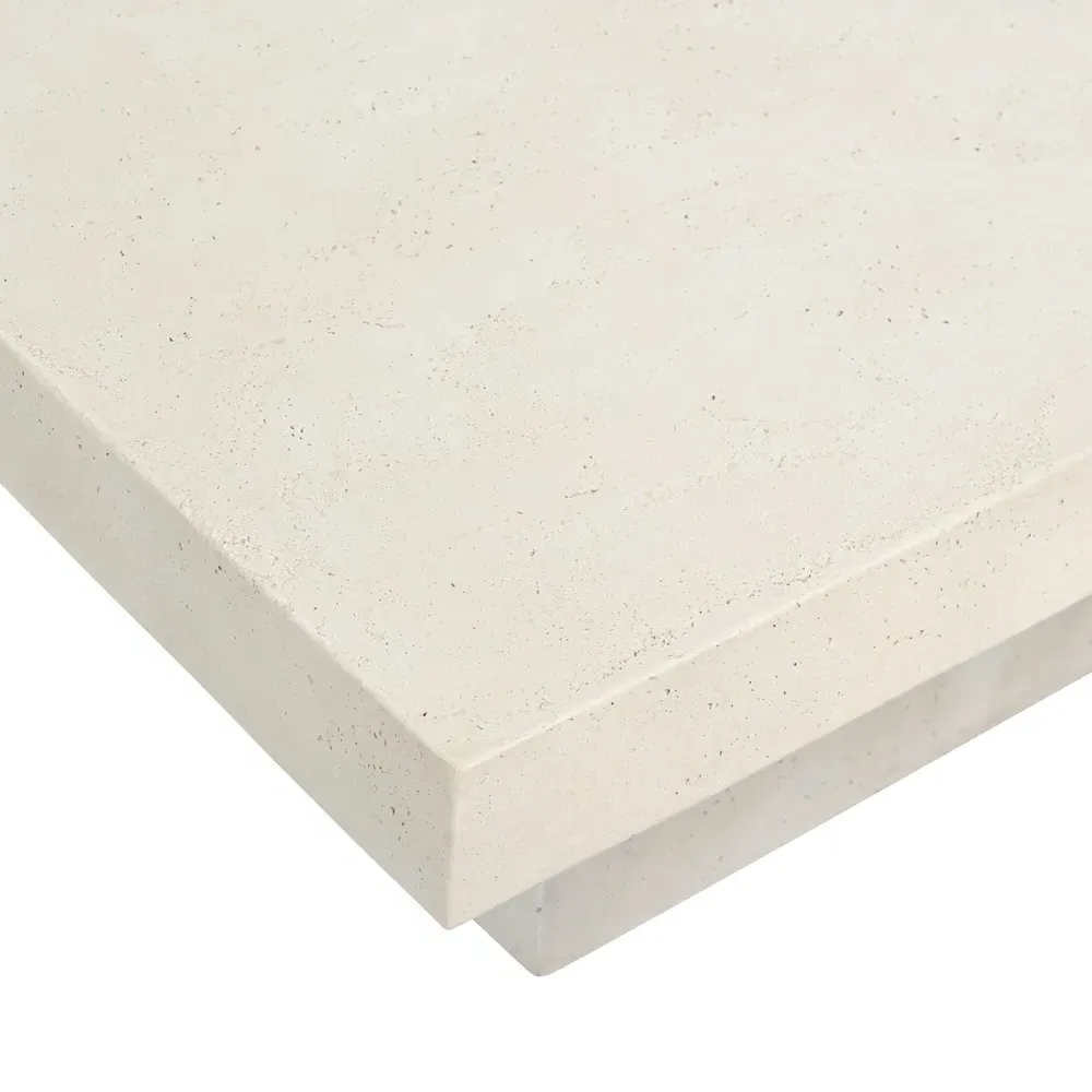 Avila Square Outdoor Coffee Table - White, Concrete