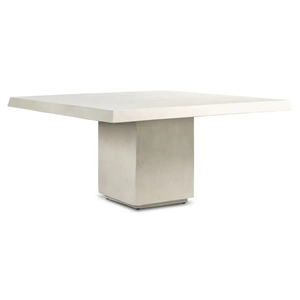 Avila Square Outdoor Dining Table - White, Concrete