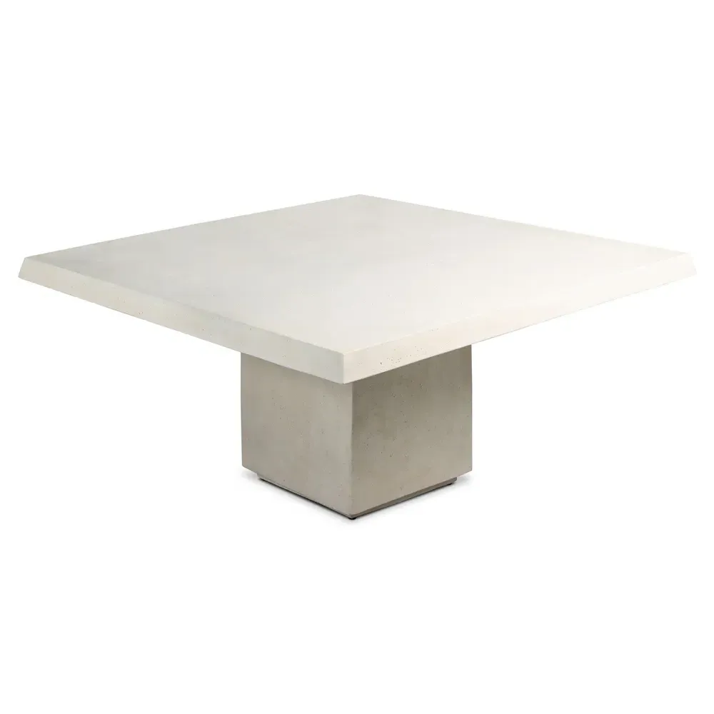 Avila Square Outdoor Dining Table - White, Concrete