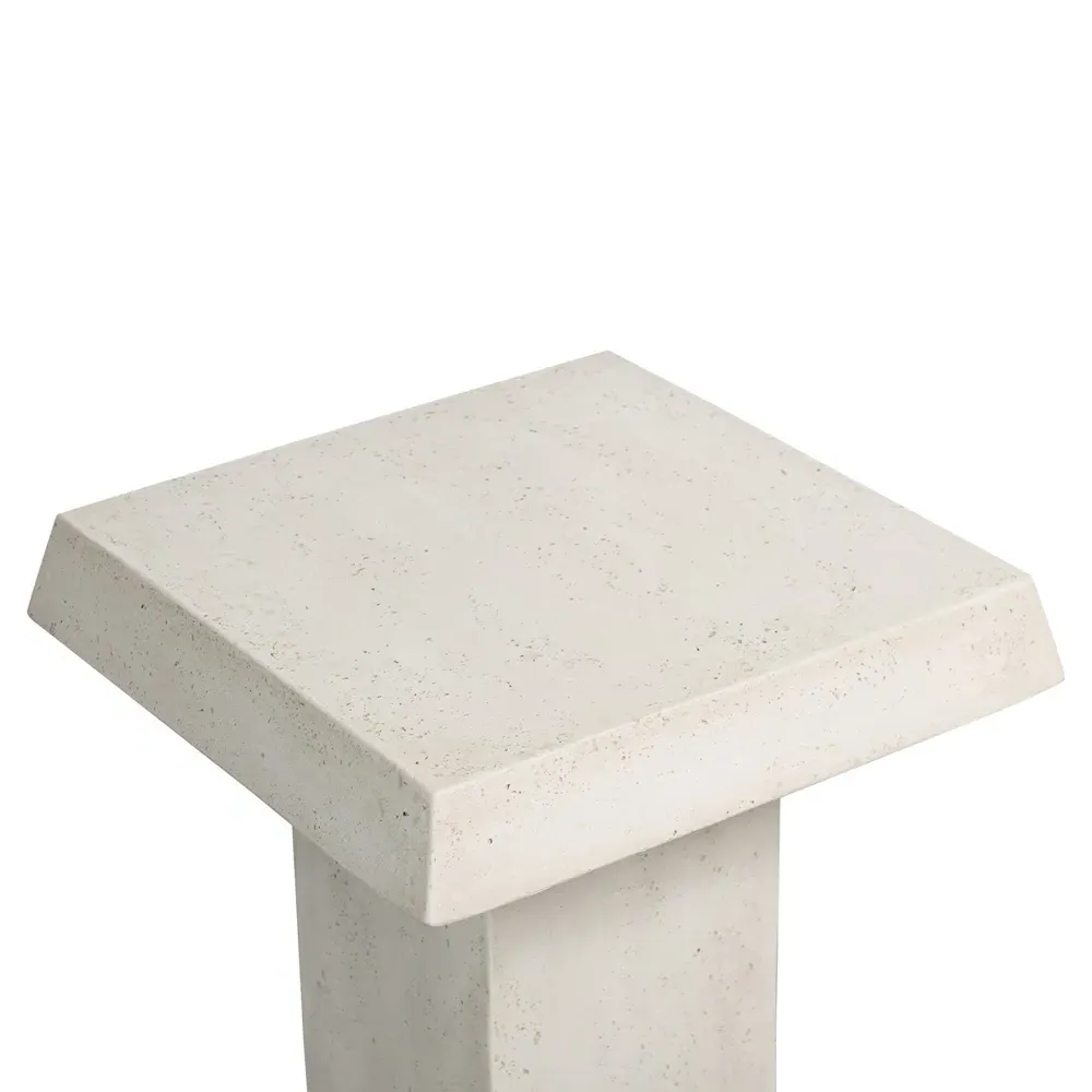 Avila Square Outdoor End Table - White, Concrete