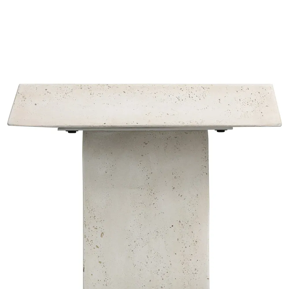 Avila Square Outdoor End Table - White, Concrete