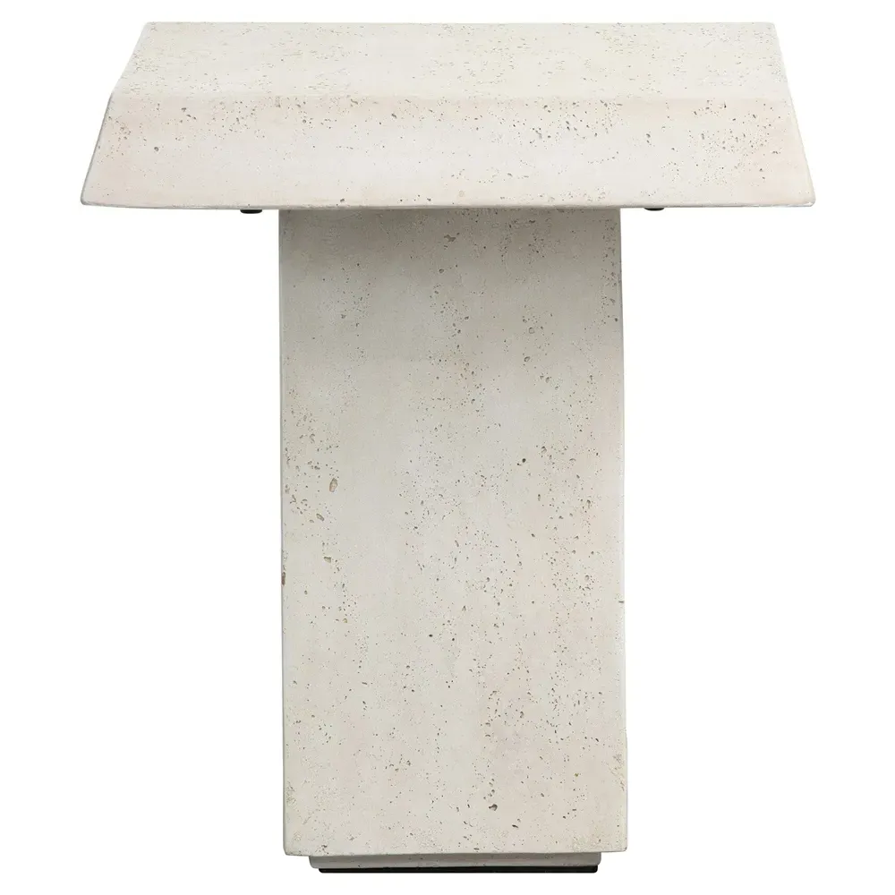 Avila Square Outdoor End Table - White, Concrete image