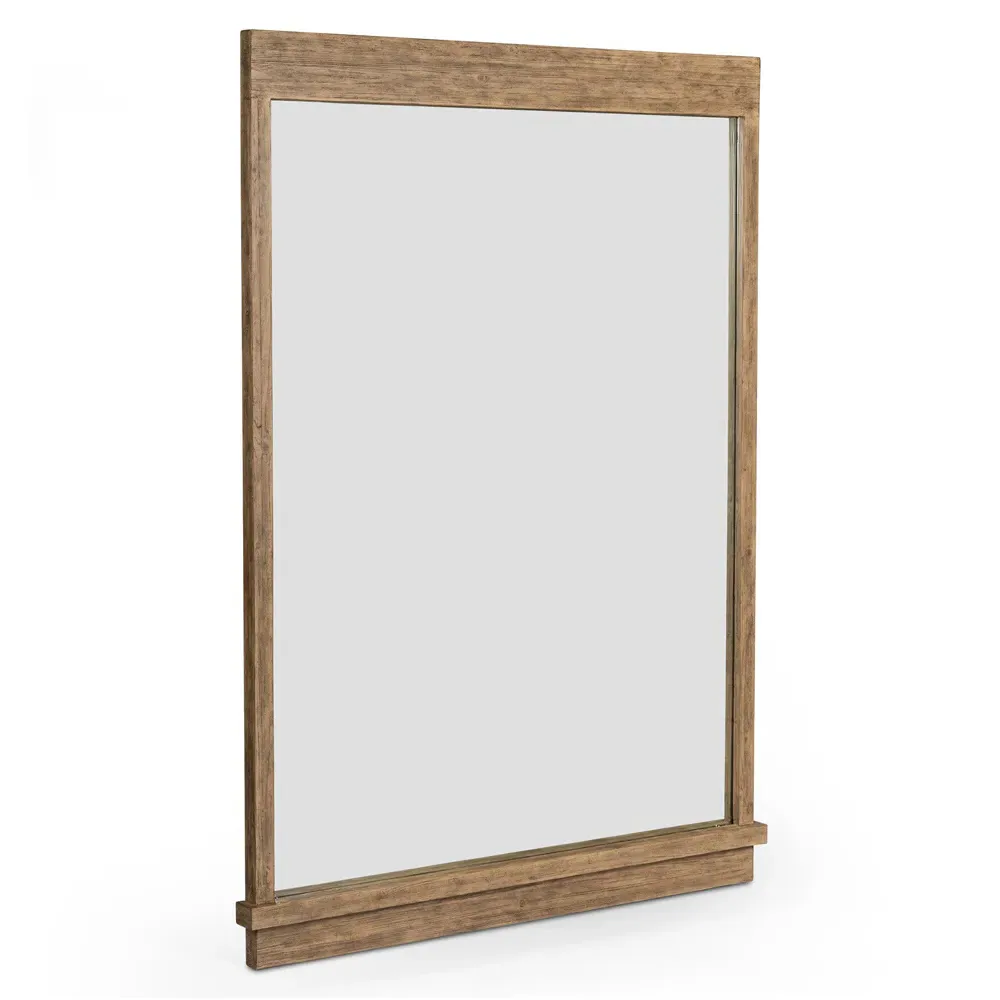 Avo Rectangular Floor Mirror with Ledge - Light Brown, Pine