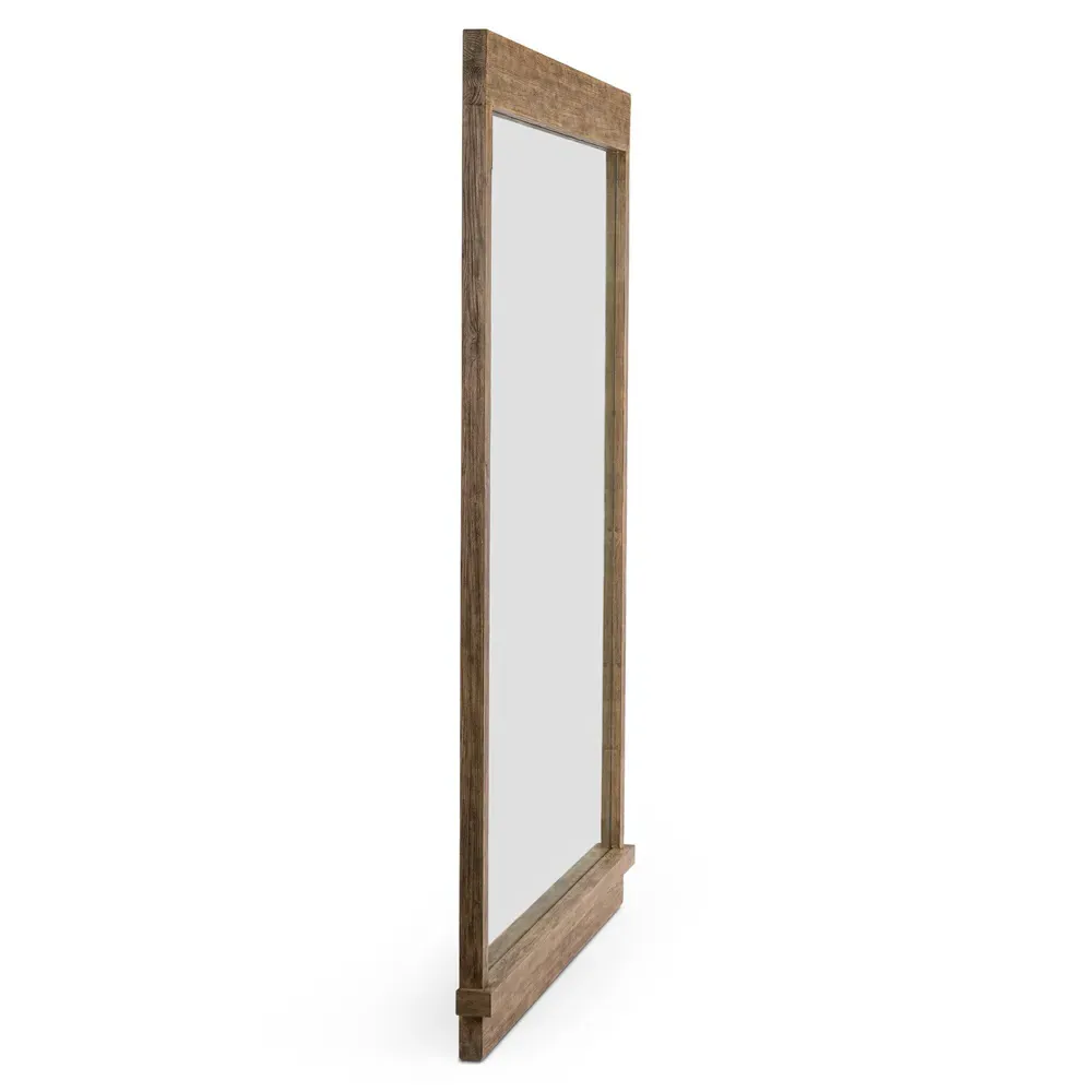 Avo Rectangular Floor Mirror with Ledge - Light Brown, Pine