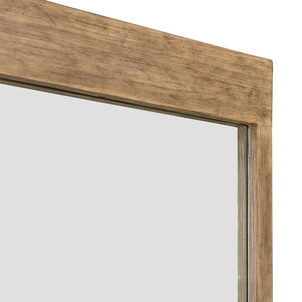 Avo Rectangular Floor Mirror with Ledge - Light Brown, Pine